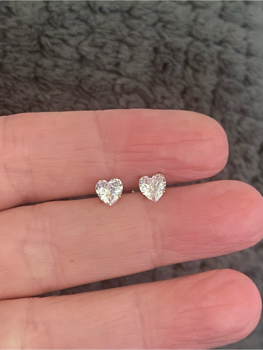 Classic Heart-Cut Clear Crystal Stud Earrings - Silver Tone